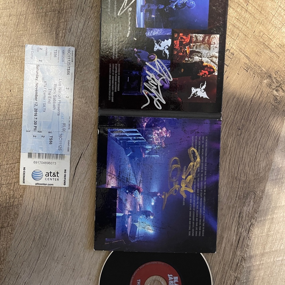 Black Sabbath Live Concert CD with Autographed Cover ozzy tony and geezer